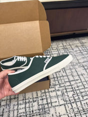 PRADA 26S LACE UP SNEAKERS IN DARK TEAL CANVAS
