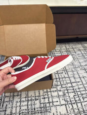 PRADA 26S LACE UP SNEAKERS IN RED CANVAS