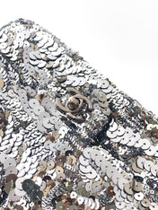 CHANEL 26S CLASSIC FLAP BAG 21 IN SILVER SEQUINS STYLE 8