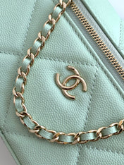 CHANEL 25S VANITY BAG 19.5 CM IN MINT GREEN LAMBSKIN