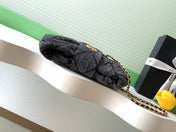CHANEL 25S MAXI BOW BAG 26 IN DARK GREY DENIM WITH GOLD HARDWARE