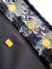 CHANEL 25S SHOPPING BAG 40 IN BLACK MIX GREY TWEED