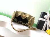 CHANEL 25S HOBO BAG 22 IN MOSS GREEN SUEDE WITH GOLD HARDWARE
