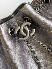 CHANEL 25S HOBO BAG 22 IN LILAC SILVER METALLIC CAVIAR