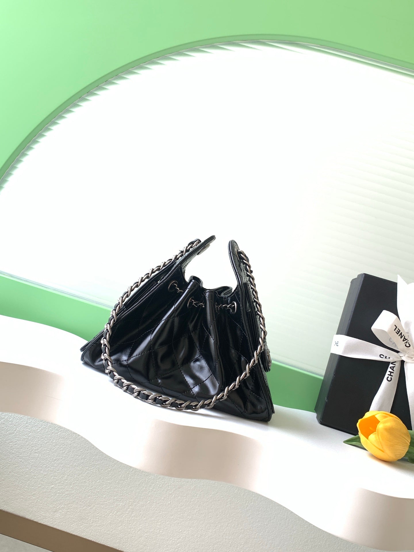 CHANEL 26S HOBO BAG 22 IN BLACK CALFSKIN
