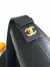 CHANEL 26S BUCKET SHOULDER BAG 26 IN BLACK CALFSKIN GOLD HARDWARE