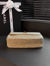 CHANEL 26S FLAP BAG 25 IN BEIGE RAFFIA