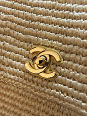 CHANEL 26S FLAP BAG 25 IN BEIGE RAFFIA