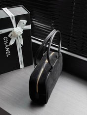 CHANEL 26S CLASSIC BOWLING BAG 29 IN BLACK SUEDE