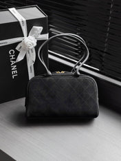 CHANEL 26S CLASSIC BOWLING BAG 29 IN BLACK SUEDE