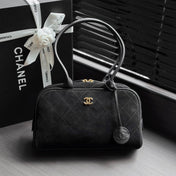 CHANEL 26S CLASSIC BOWLING BAG 29 IN BLACK SUEDE