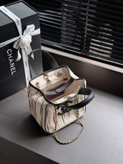 CHANEL 26S SHOPPING TOTE 21 IN BEIGE TWEED