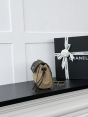 CHANEL 26S SHOULDER BAG 29 IN BLACK GRAINED CALFSKIN AND BEIGE SUEDE