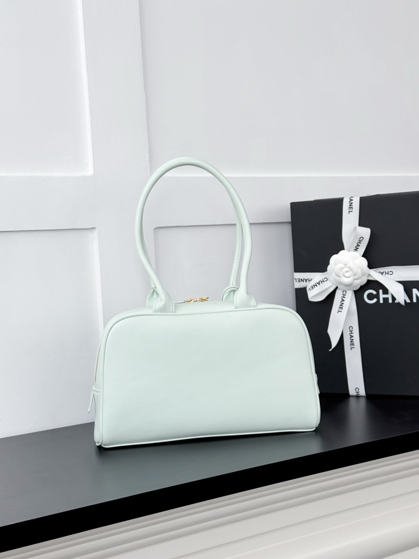 CHANEL 26S BOWLING BAG 29 IN MINT GREEN CALFSKIN