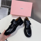 UNIQUE THICK-SOLED OXFORD SHOES BLACK CALFSKIN