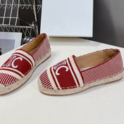 NEW FLAT FISHERMAN SHOES CARO RED COTTON CANVAS