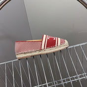 NEW FLAT FISHERMAN SHOES CARO RED COTTON CANVAS