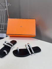 Georgia Sandals Silver Black Calfskin