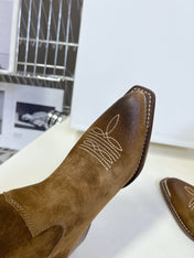 CELINE 25S HIGH CUT CHELSEA BOOTS 45MM IN BROWN SUEDE