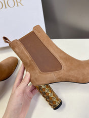 ICON HEELED ANKLE BOOT CIDER BROWN SUEDE 8 CM