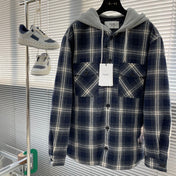 CELINE 26S HOODED PLAID SHIRT JACKET 695