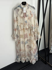 ZIMMERMANN 26S PATTERNED LONG-SLEEVE DRESS STYLE 63