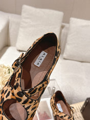 ALAIA 25S CRISS CROSS BALLET FLATS IN LEOPARD SUEDE