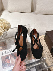 ALAIA 25S BALLET TECKEL IN BLACK SUEDE