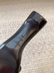 HIGH MULES WITH SQUARE TOE IN BLACK SMOOTH CALFSKIN