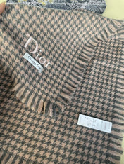 HOUNDSTOOTH SCARF 200 CM IN CAMEL BROWN WOOL 416827