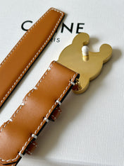 TRIOMPHE BELT 24MM IN BROWN CALFSKIN WITH LEATHER BUCKLE
