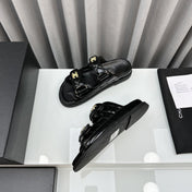 DAD SANDALS BLACK PATENT LAMBSKIN MULES