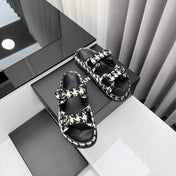 dad sandals black white mules