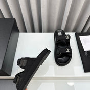 dad sandals black textile mules