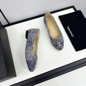 cc ballet flat blue with white stripe denim 166816