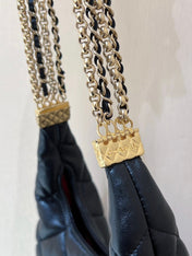 CHANEL HOBO 20 IN BLACK CALFSKIN GOLD HARDWARE