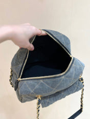 BOWLING BAG 33 IN SANTAS GRAY DENIM GOLD HARDWARE
