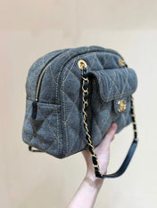BOWLING BAG 33 IN SANTAS GRAY DENIM GOLD HARDWARE