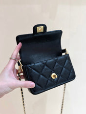 CHANEL FLAP BAG 16 IN BLACK GRAINED CALFSKIN GOLD HARDWARE