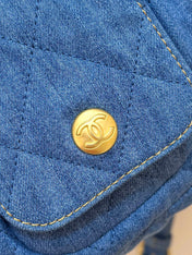 CHANEL 25S HOBO BAG 24 IN BLUE DENIM GOLD HARDWARE