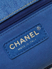 CHANEL 25S HOBO BAG 24 IN BLUE DENIM GOLD HARDWARE
