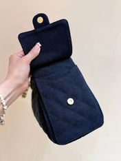 CC 25 HANDBAG 30 IN DARK BLUE DENIM GOLD HARDWARE