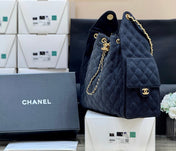 CC 25 HANDBAG 40 IN BLACK DENIM GOLD HARDWARE