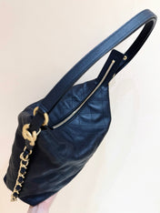 CHANEL 25S LARGE MAXIUM OLD HOBO BAG 34 IN BLACK CALFSKIN