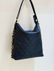 CHANEL 25S MEDIUM MAXIUM OLD HOBO BAG 33 IN BLACK CALFSKIN