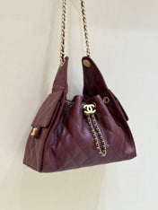 CHANEL 25S HANDBAG IN ROSSO ANCORA RED 30 GRAINED CALFSKIN GOLD HARDWARE