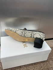 D-RAMOUR BALLET FLATS IN WHITE MIX BLACK EMBROIDERED CANNAGE TWEED 35 MM