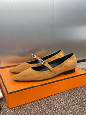 KIARA FLAT PUMP IN BRONZE BROWN SUEDE