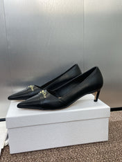 MY DD 25S HIGH HEEL 55MM IN BLACK CALFSKIN GOLD LOGO