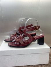 D-CLUB HIGH HEEL SLIDE 25S 55MM IN BURGUNDY RED CALFSKIN